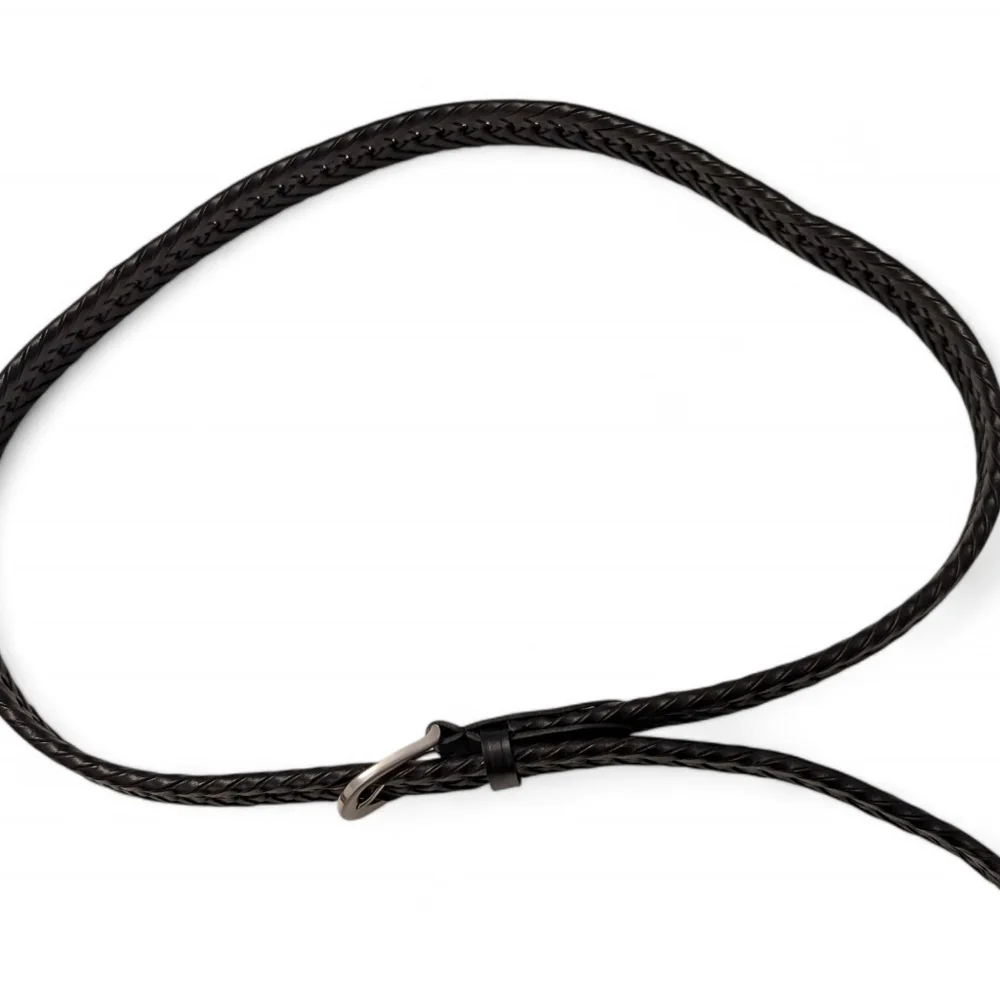 BLACK LEATHER Braided Belt Long Adjustable Silver Buckle XL 50" - Picture 12 of 12